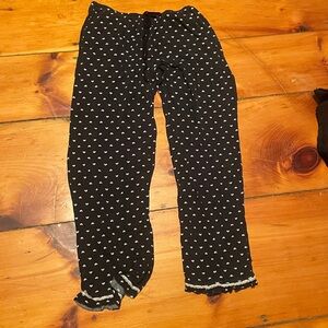 Black Pajama Pants with White Heart Pattern